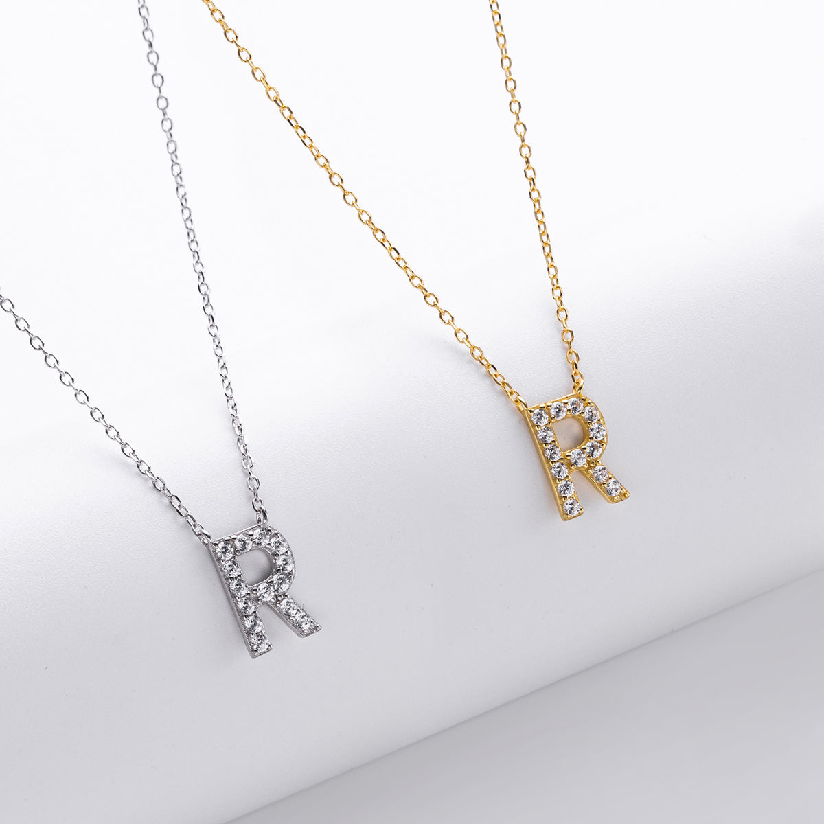 S925 Sterling Silver Simple Diamond Necklace with English Letters