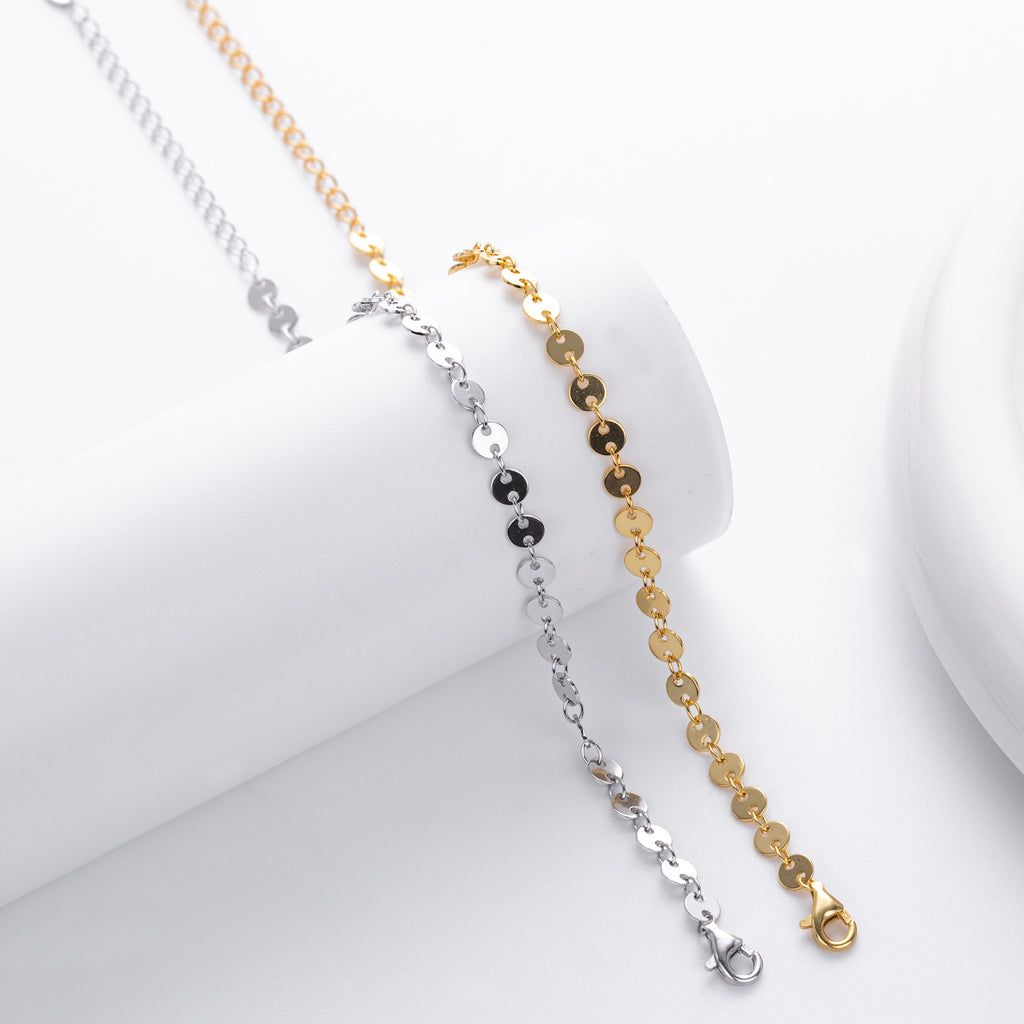S925 Sterling Silver Disc Bracelet
