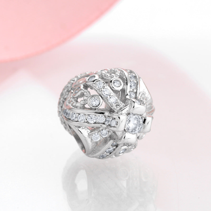 S925 Sterling Silver Hollow Zircon Crown Pendant