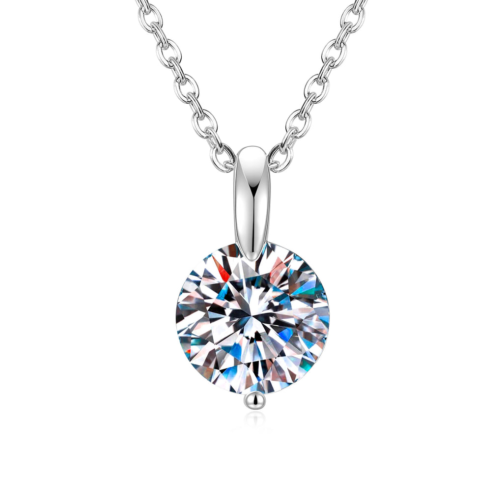 S925 Sterling Silver Round Moissanite Necklace