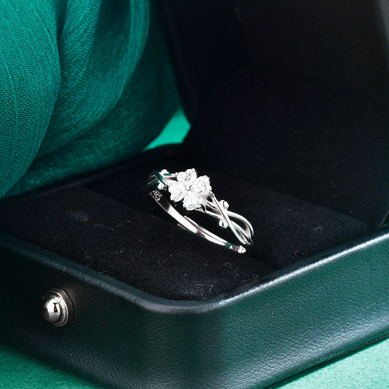 S925 Sterling Silver Thorn Clover Ring