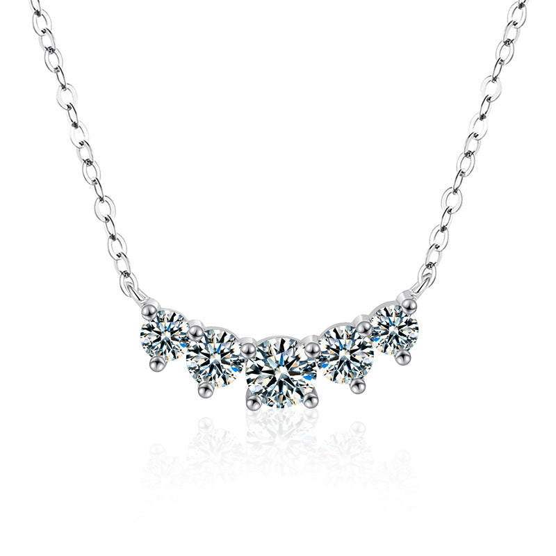 S925 Sterling Silver Smile Moissanite Necklace