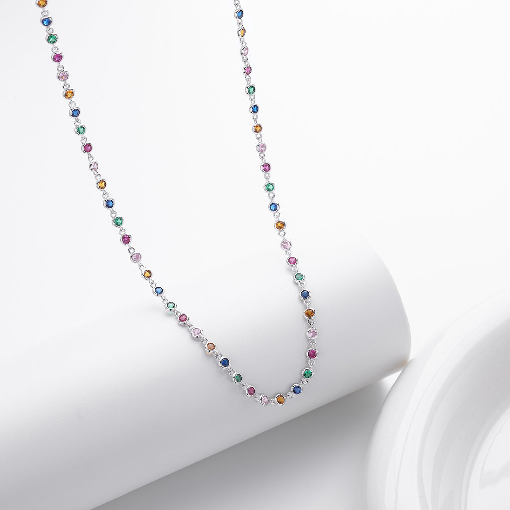 Dopamine Colored Zirconium Necklace in 925 Sterling Silver