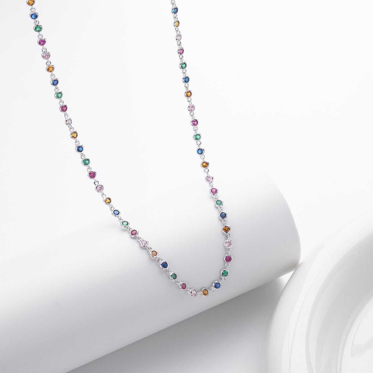 Dopamine Colored Zirconium Necklace in 925 Sterling Silver