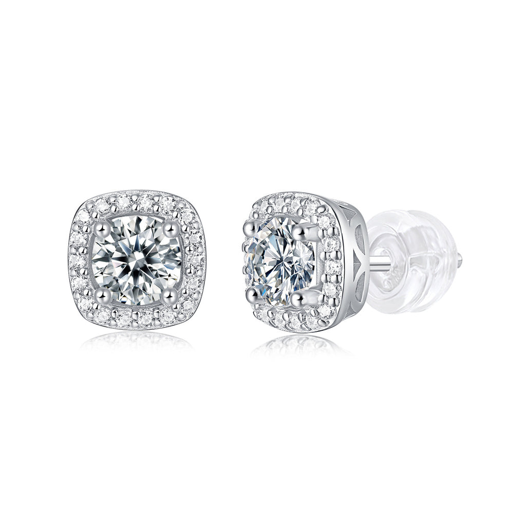 S925 Silver Square Moissanite "Chanel-Style" Stud Earrings