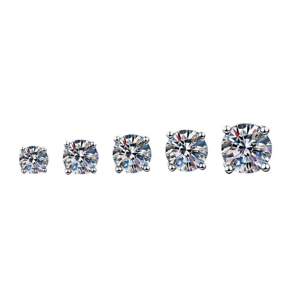 S925 Sterling Silver Moissanite Stud Earrings (6-Prong & 4-Prong)