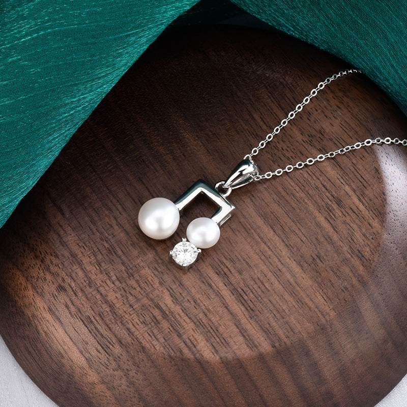 S925 Sterling Silver Moissanite Pearl Necklace