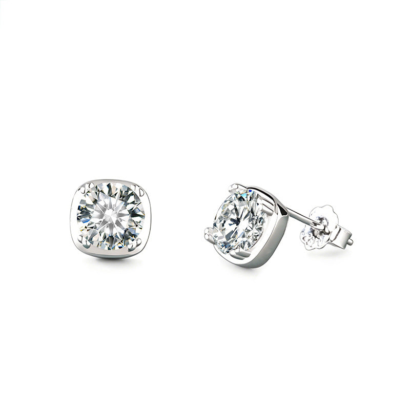 S925 Sterling Silver Moissanite "Little Sugar Cube" Stud Earrings