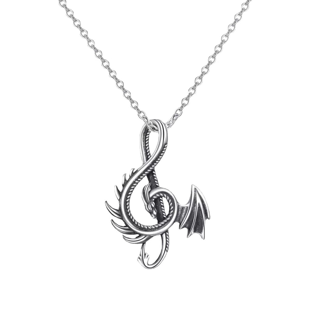 S925 Silver Vintage-Style Flying Dragon Halloween Necklace