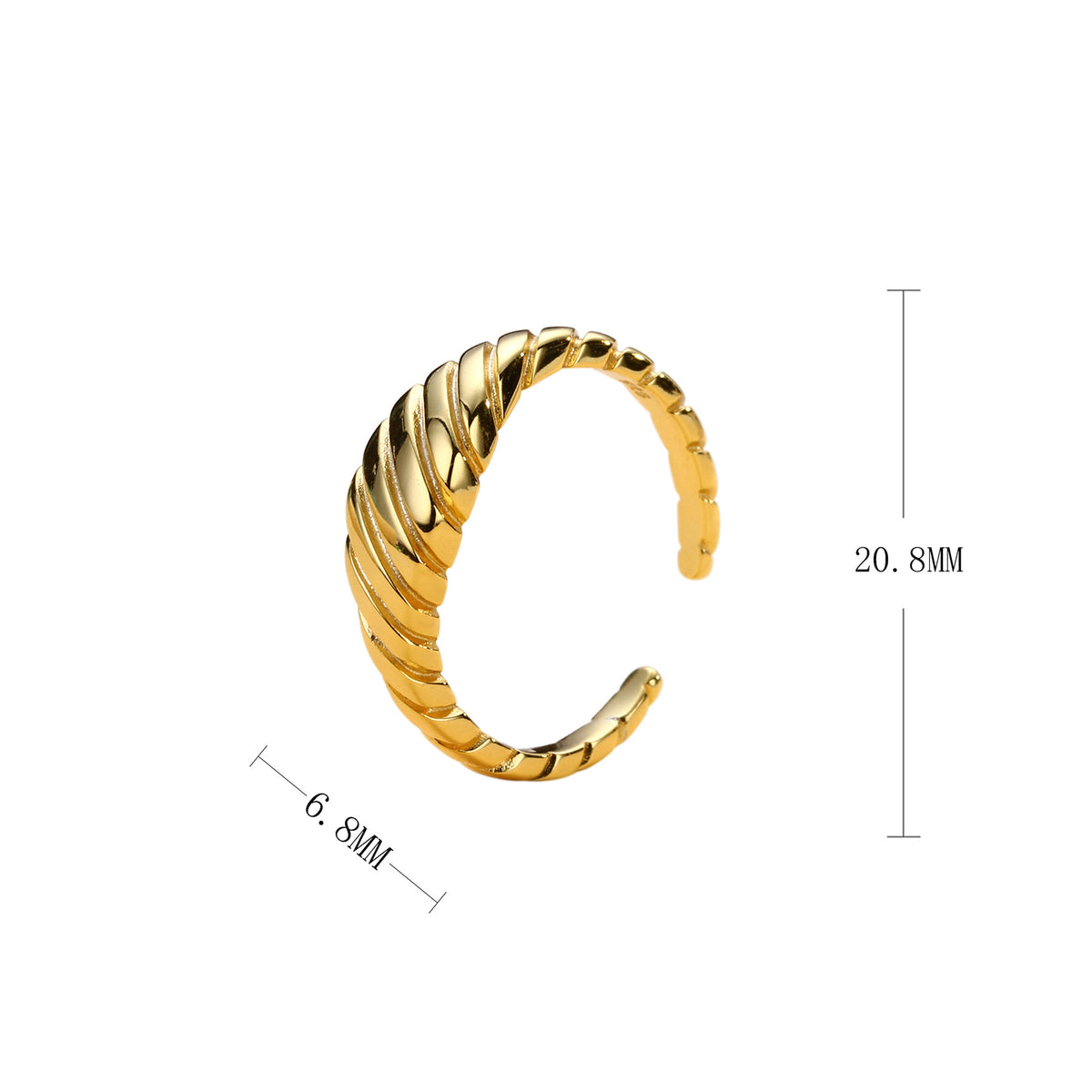 European and American style croissant twisted open ring S925 sterling silver