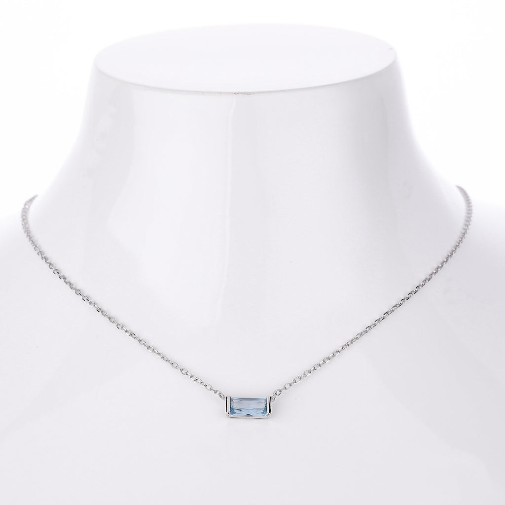 Rectangular colored zircon s925 sterling silver December birthstone collar necklace