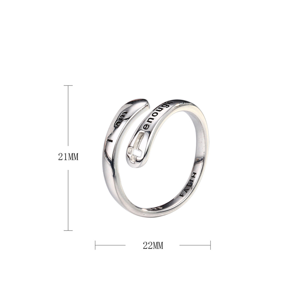 S925 Sterling Silver Openwork Cross Ring