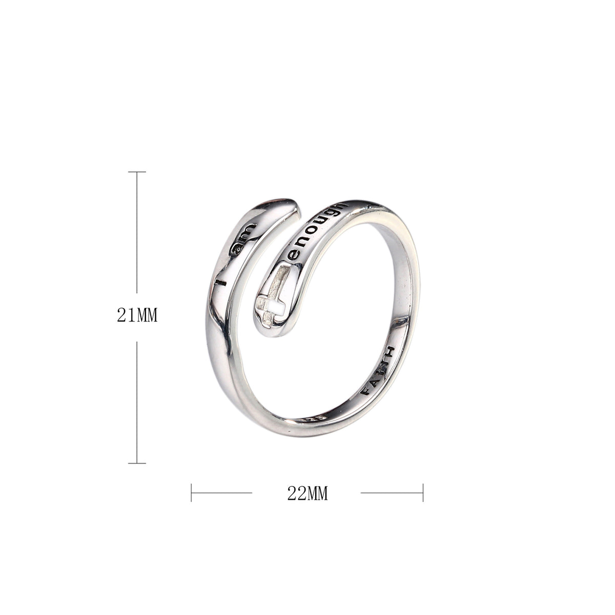 S925 Sterling Silver Openwork Cross Ring