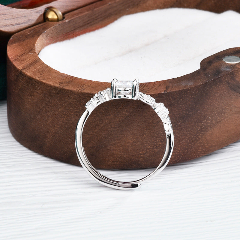 S925 Sterling Silver Moissanite Rose Ring