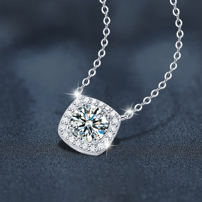 S925 Sterling Silver Moissanite Four-prong Necklace