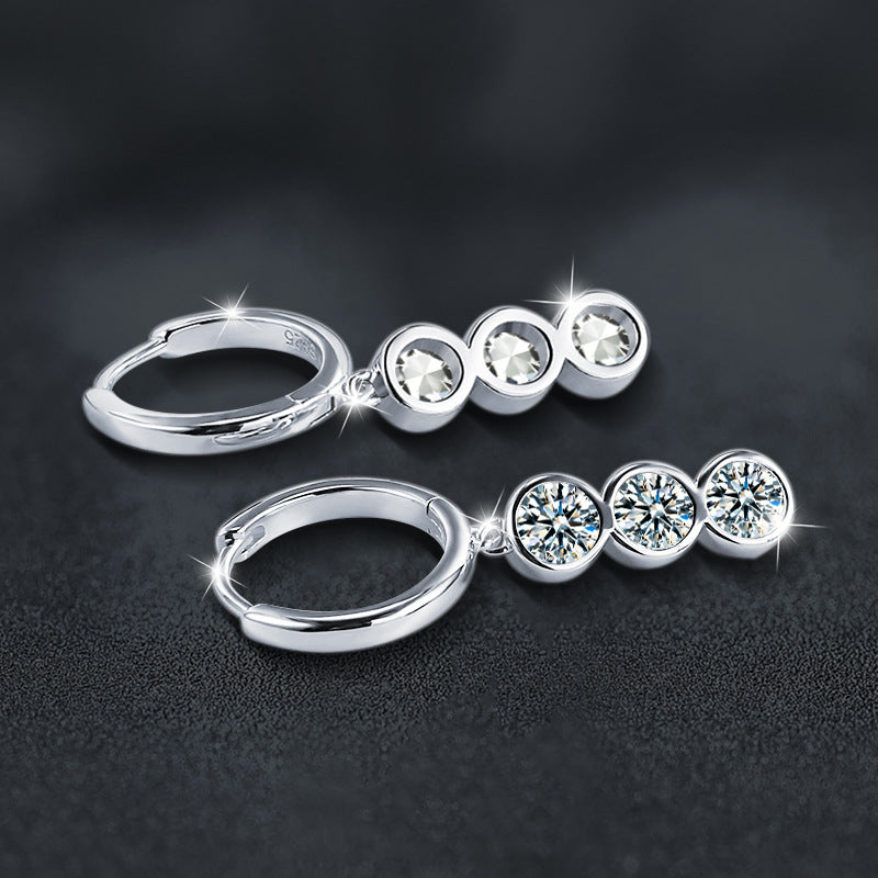 Tassel-shaped moissanite earrings in 925 sterling silver