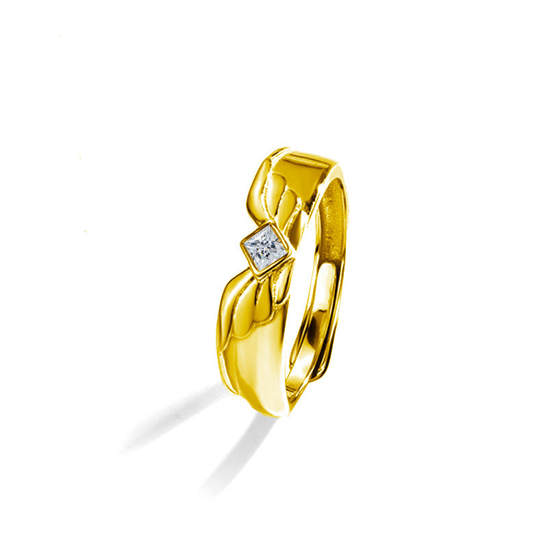 S925 Sterling Silver “Angel Wings” Moissanite Couple Ring