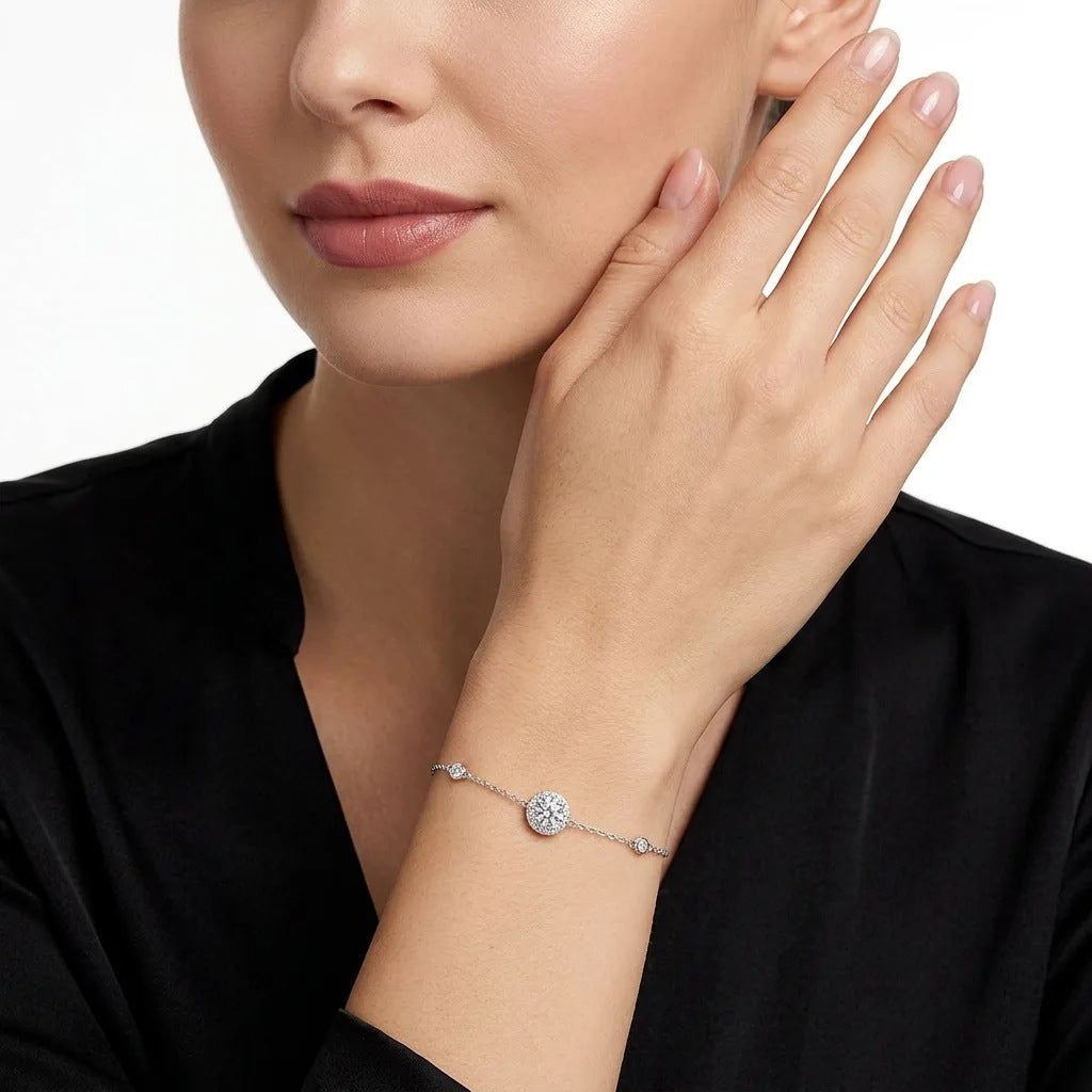 925 Sterling Silver Moissanite Five-Flower Bracelet