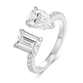 S925 Sterling Silver Square Moissanite Open Ring