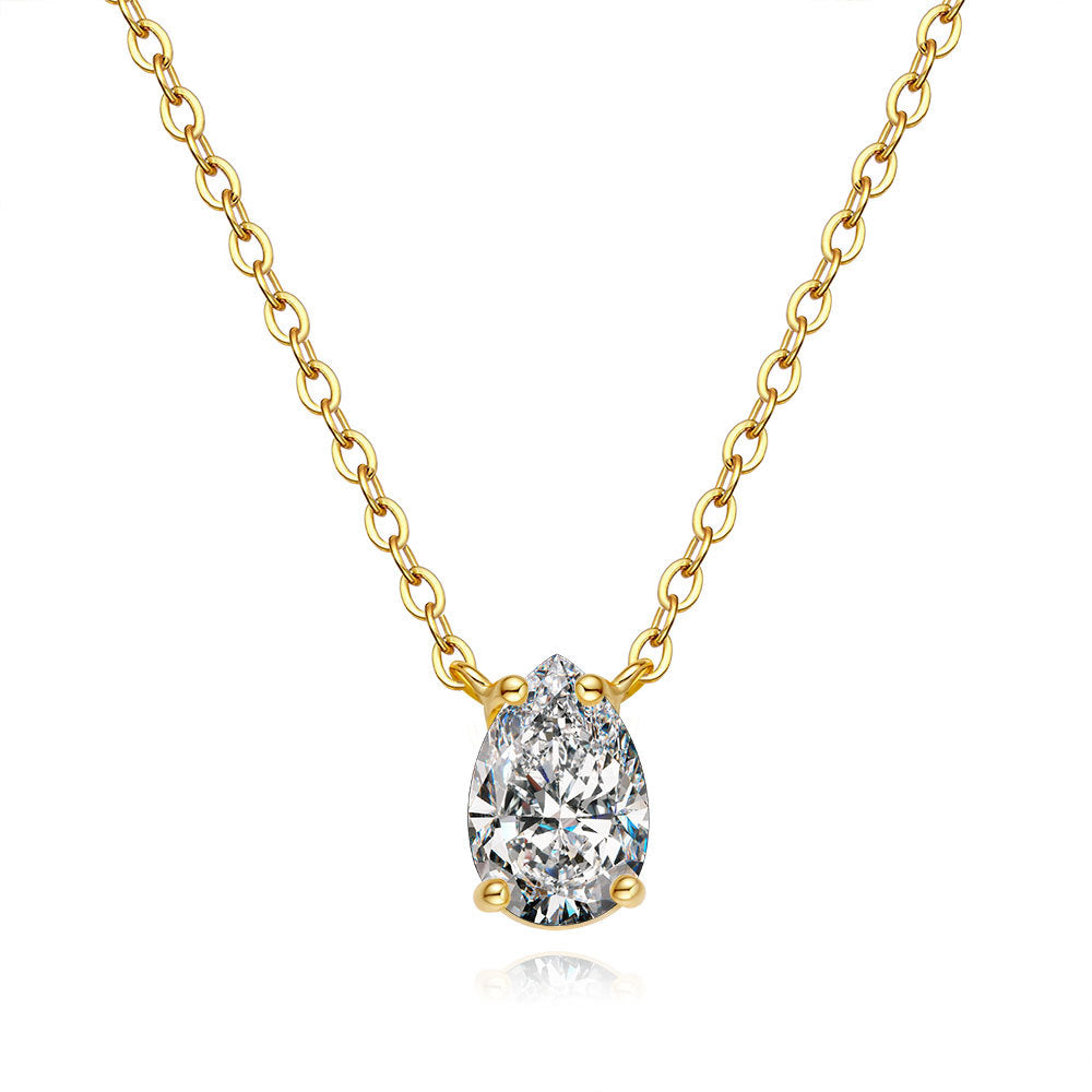Pear Cut Moissanite Solitaire Necklace in 925 Sterling Silver