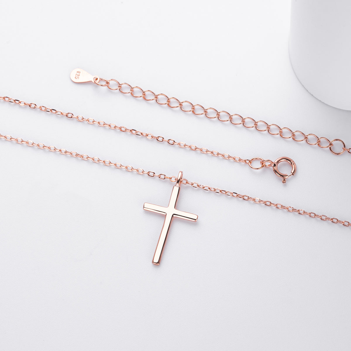 S925 Sterling Silver Simple Polished Cross Necklace