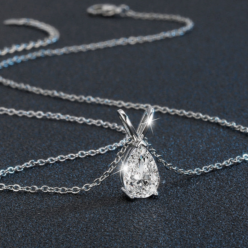 S925 Sterling Silver Moissanite Water Drop Necklace