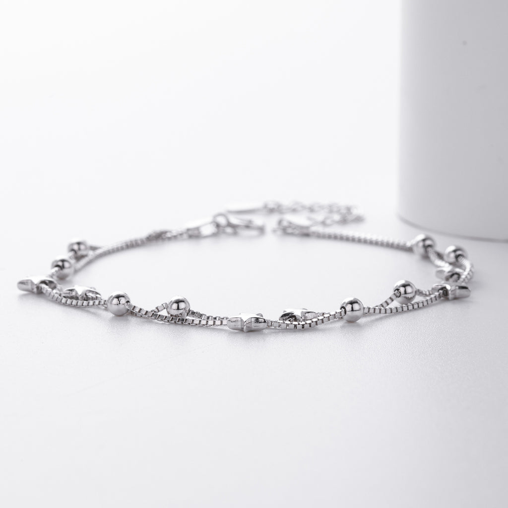 S925 Sterling Silver Double-Layer Bracelet with Small Stars