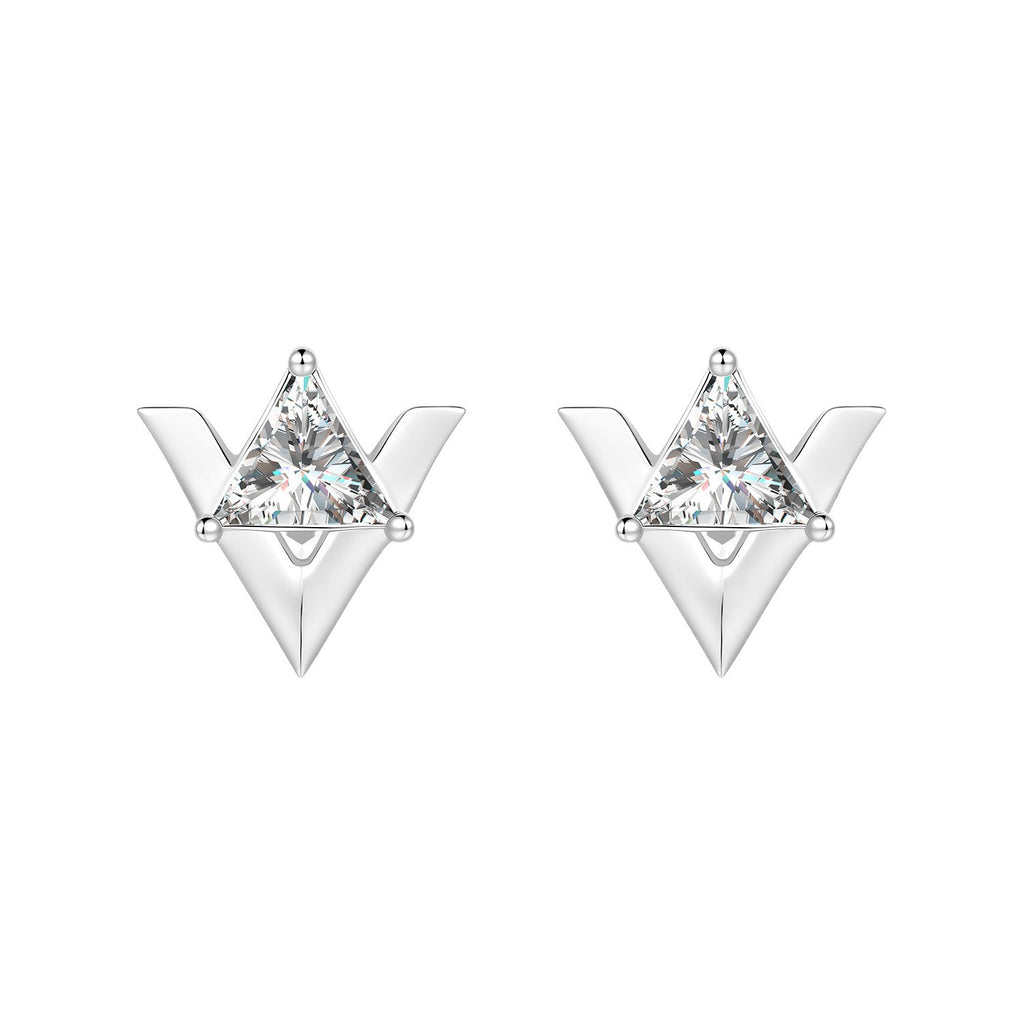 S925 Silver V-Shaped Triangular Moissanite Earrings