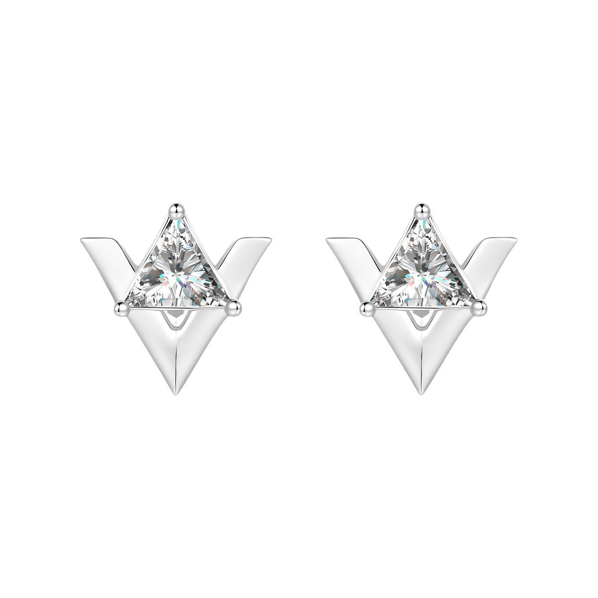 S925 Silver V-Shaped Triangular Moissanite Earrings
