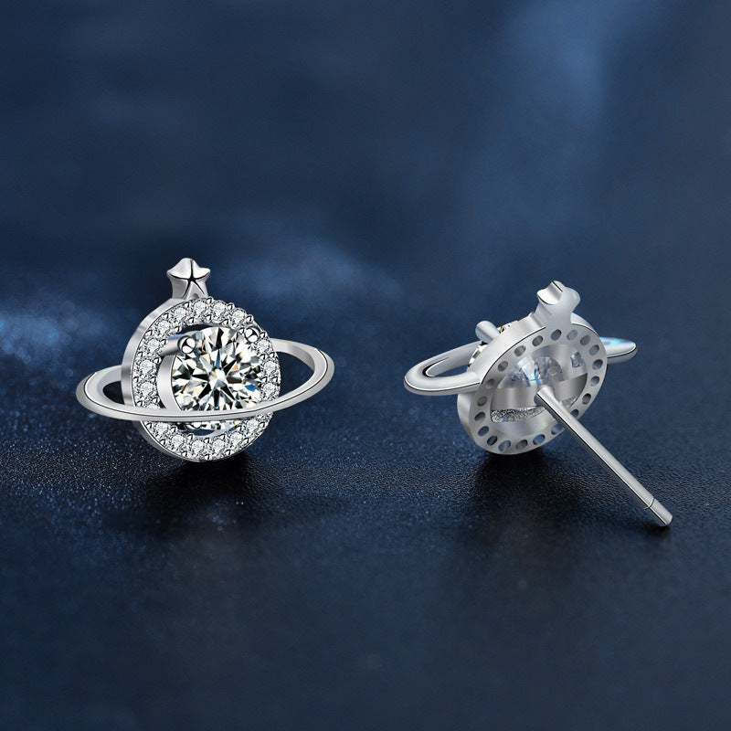 S925 Sterling Silver Moissanite Planet Earrings