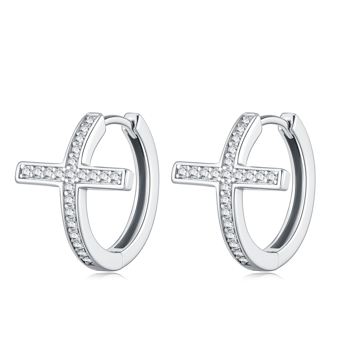 S925 Sterling Silver Cross Moissanite Earrings