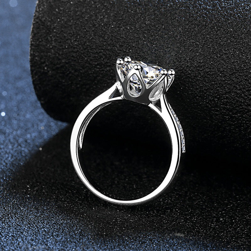 S925 Sterling Silver Large Carat Moissanite Ring