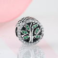 S925 Sterling Silver Tree of Life Hollow Green Zircon Pendant
