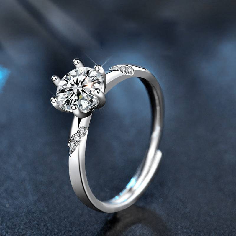 S925 Sterling Silver Moissanite Stars & Ocean Couple Ring