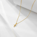 S925 Sterling Silver Zircon Inlaid Cross Necklace