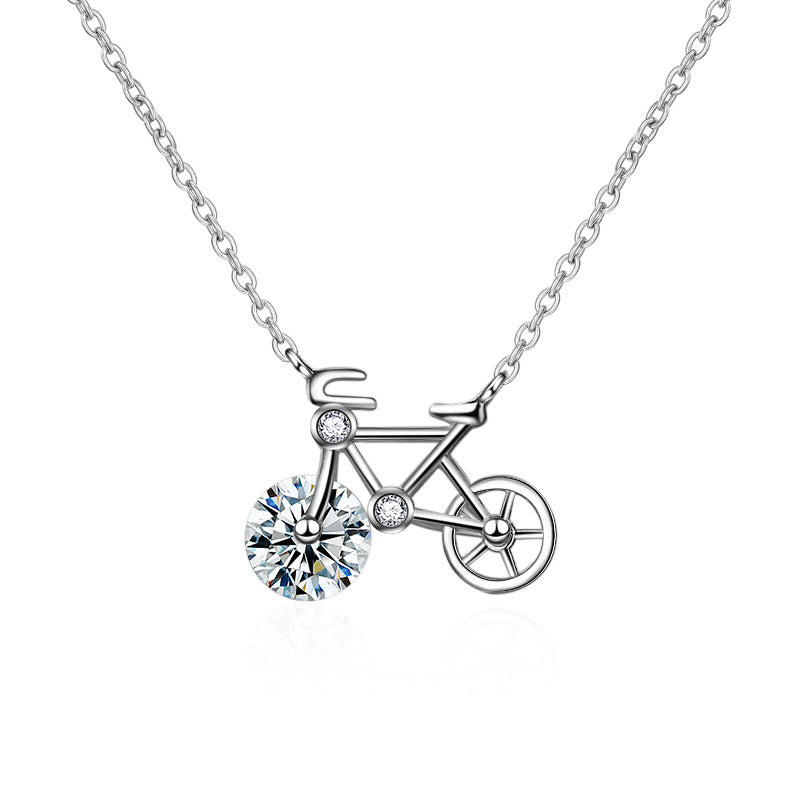 S925 Sterling Silver Moissanite Bicycle Necklace