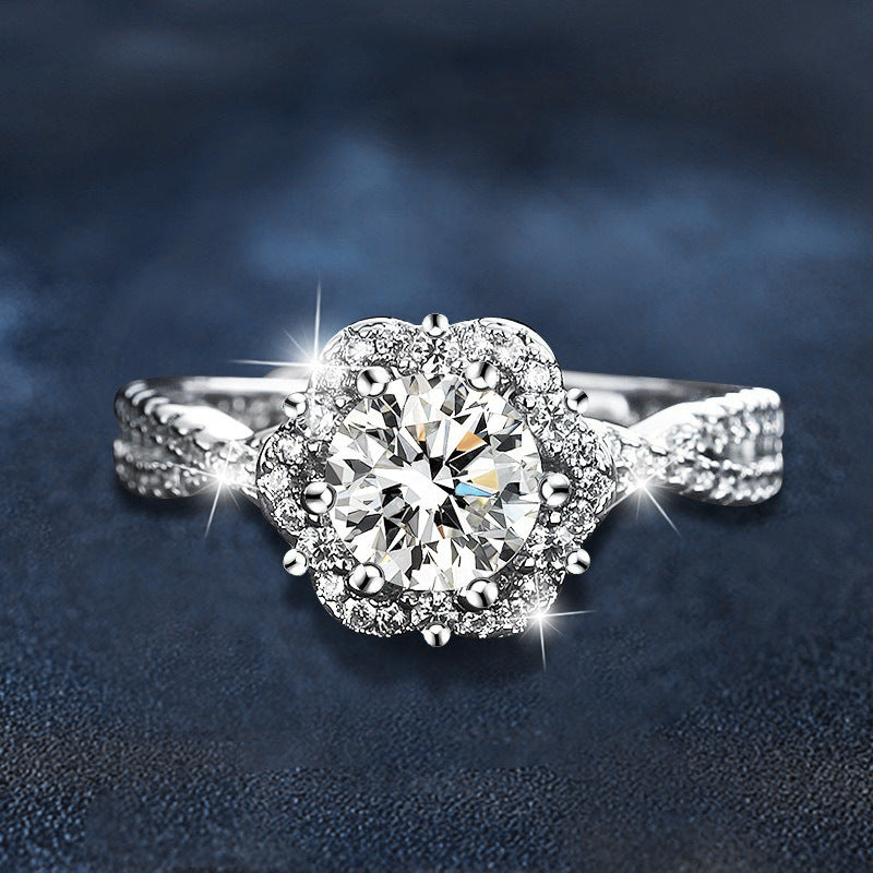 925 Sterling Silver 1 Carat Moissanite Open Ring