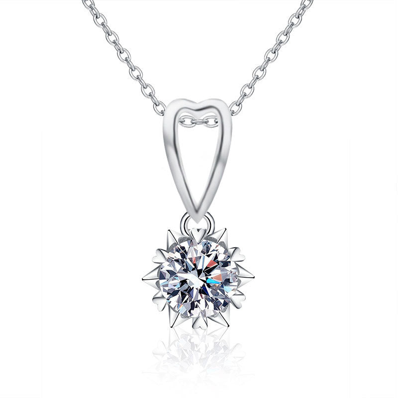 S925 Sterling Silver Loving Heart Moissanite Necklace