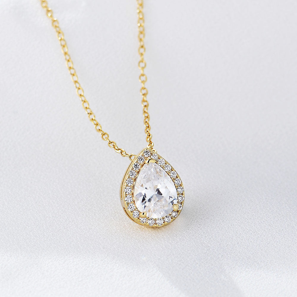 S925 Sterling Silver Drop-Shaped Zircon Necklace