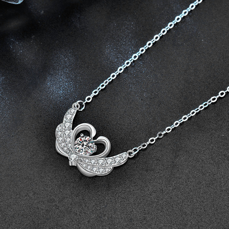 S925 Sterling Silver Moissanite Swan Pendant Necklace