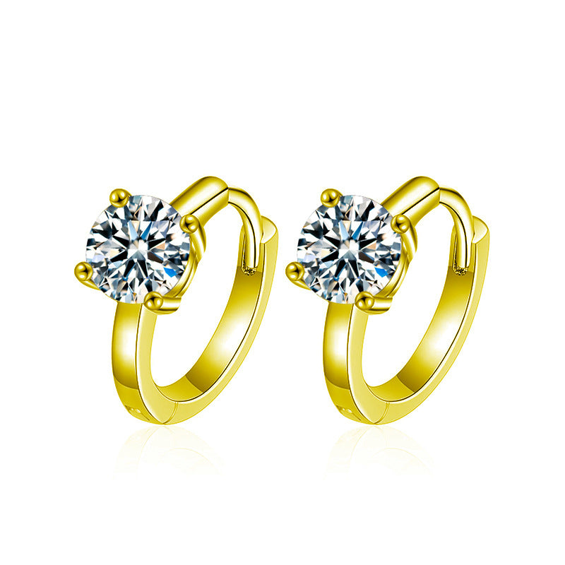 S925 Sterling Silver Moissanite Classic Four-Prong Stud Earrings