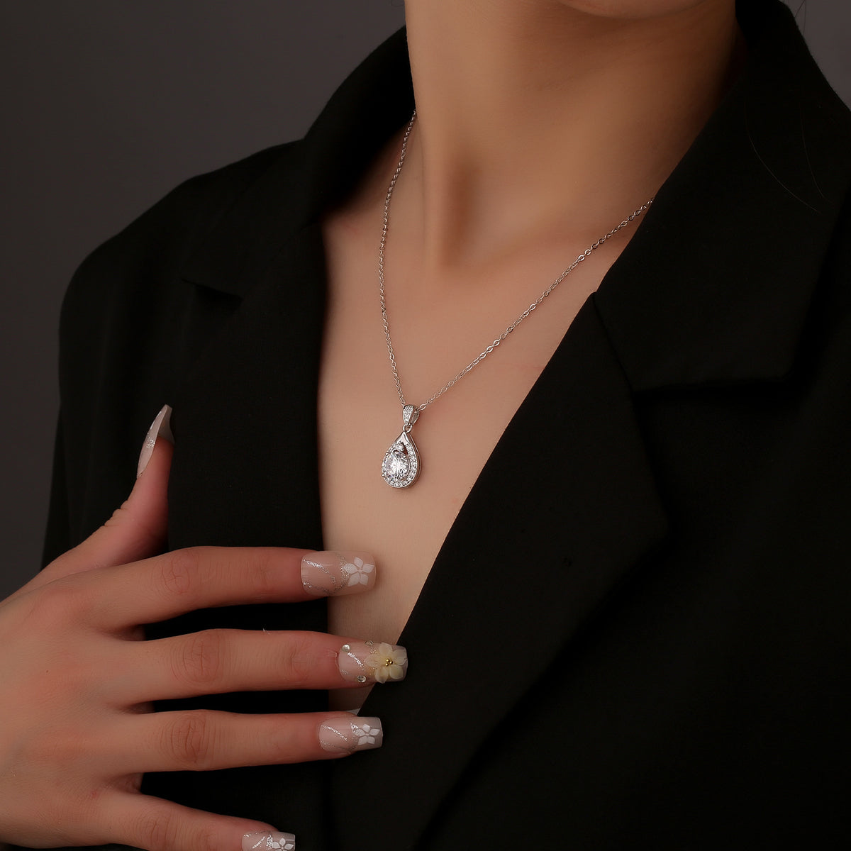S925 Sterling Silver Moissanite Drop Pendant Necklace