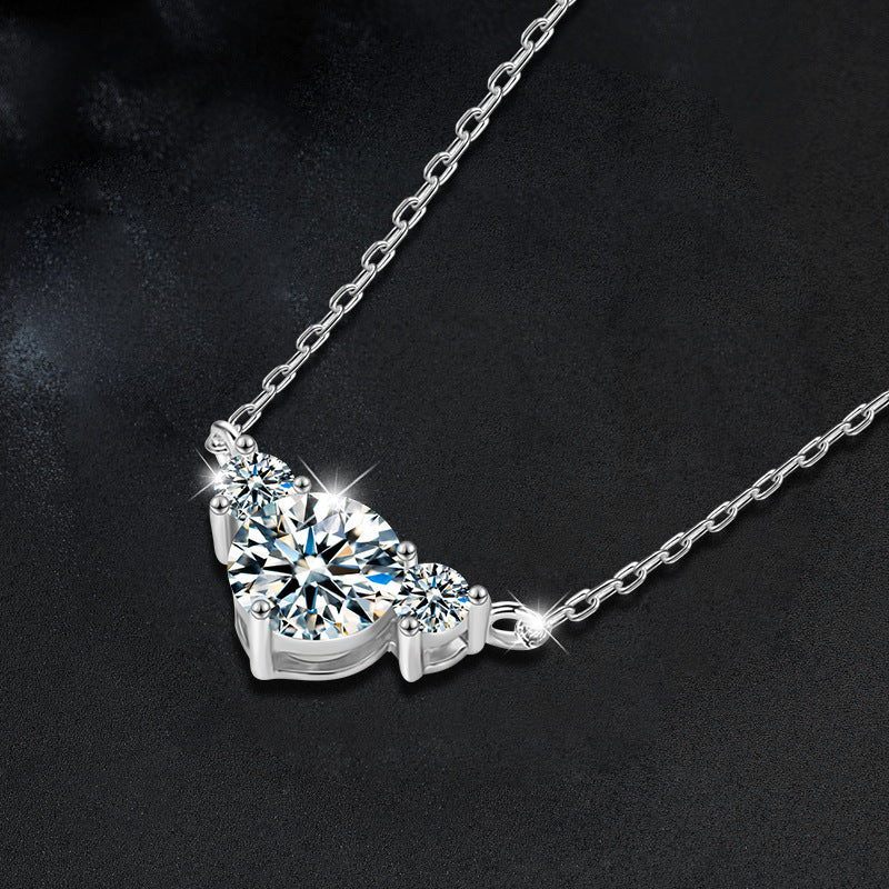 S925 Sterling Silver Moissanite Heart-Shaped Pendant Necklace