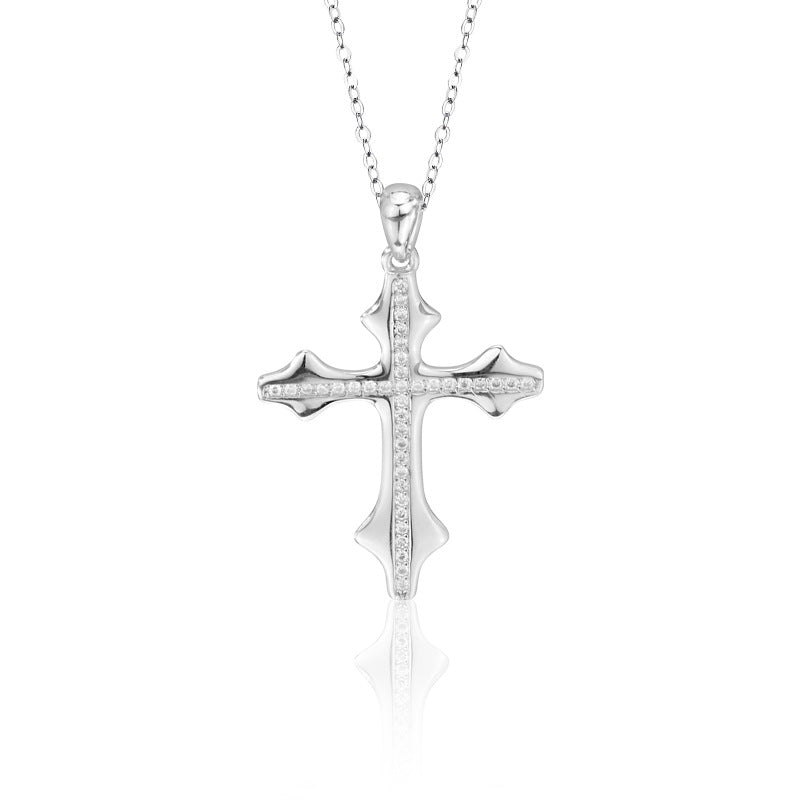 S925 Sterling Silver Cross Moissanite Pendant Necklace