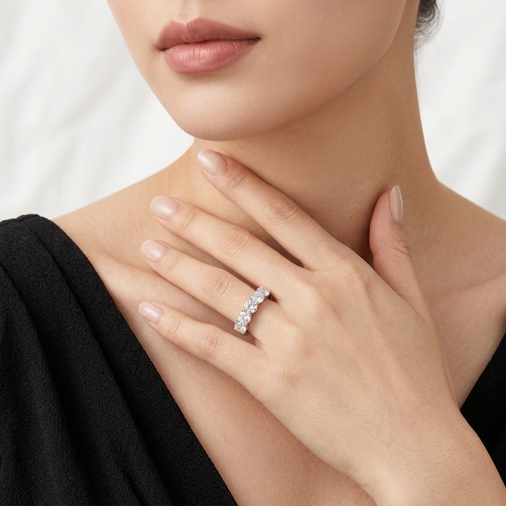 S925 Sterling Silver Moissanite Eternity Band