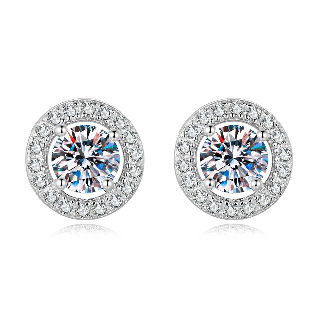 S925 Sterling Silver Round Moissanite Earrings