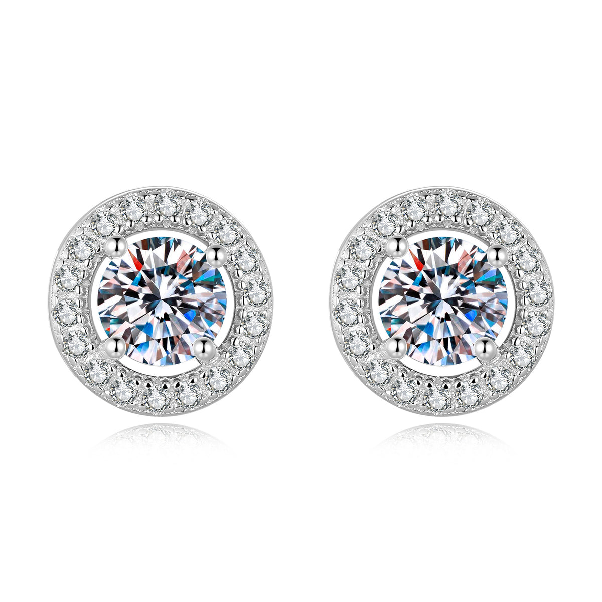 S925 Sterling Silver Round Moissanite Earrings