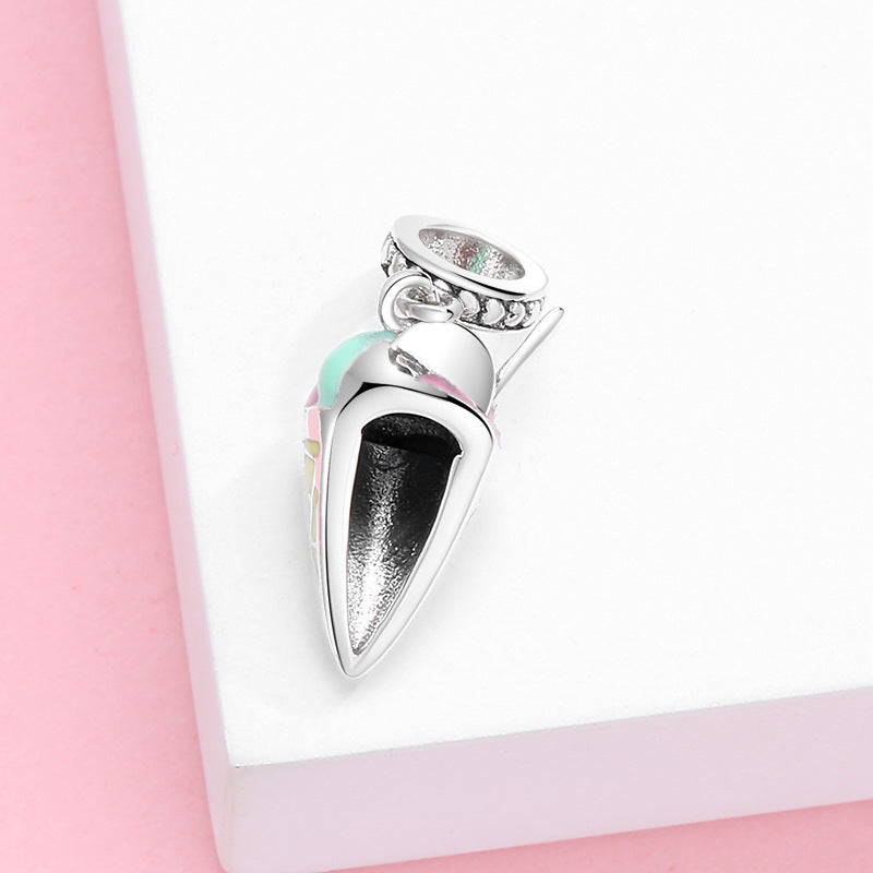 S925 Sterling Silver Ice Cream Cartoon Cute Summer Cone Pendant