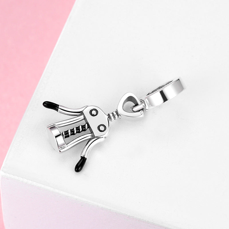 S925 Sterling Silver Creative Bottle Opener Pendant