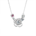 S925 Sterling Silver Moissanite Heart-Shaped Pendant Rose Necklace